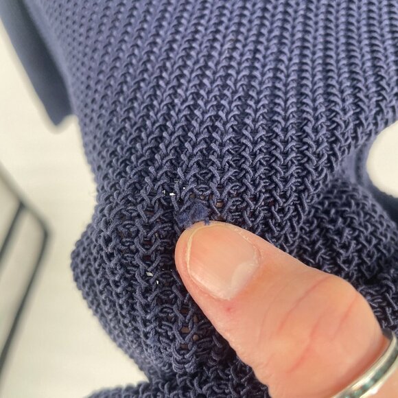 Athleta Highline Sweater Sz Large Tunic Blue V-Neck Knit Preppy Neutral Normcore - Picture 10 of 15